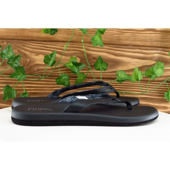 Flojos Sz 10 M Black Flip Flop Synthetic Women Sandals - Picture 4 of 7